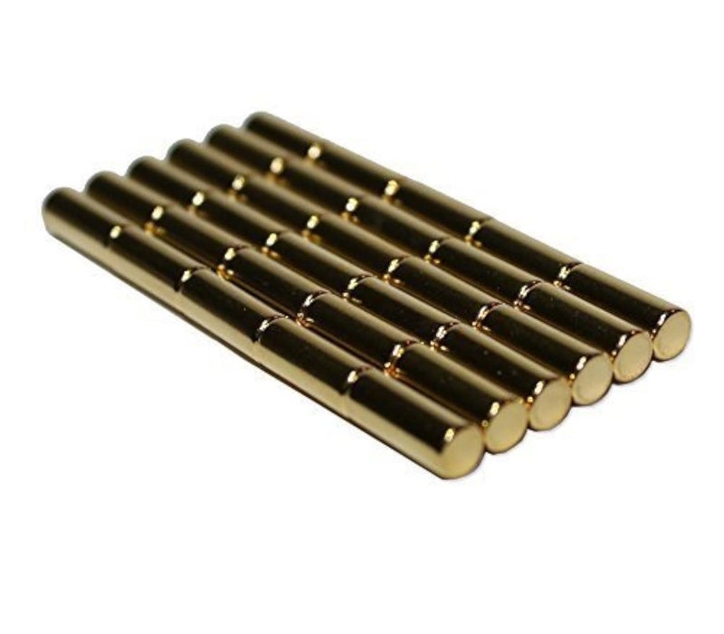 MapMagnets Metal Cylinder Magnets, 30pcs Gold Magnetic Pins - Perfect for Building, Science, DIY, Refrigerator & Kitchen, Whiteboard, Locker or Fridge - Image 1